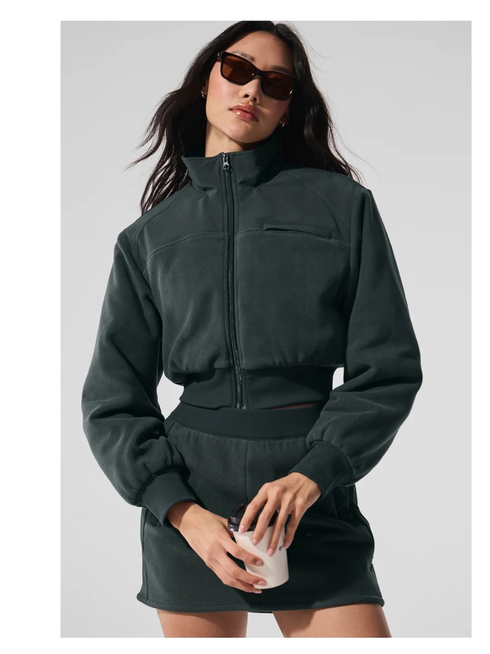 Polar Fleece Cropped Wintry Mix Jacket
